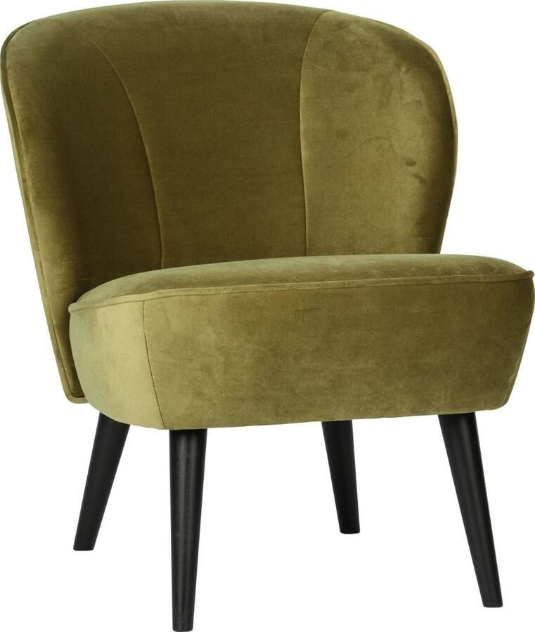 WOOOD | Sara Fauteuil Fluweel Army | Zitmeubels woonkamer | Fauteuil