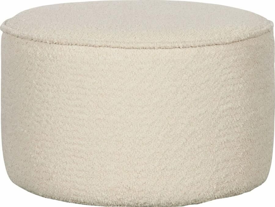 WOOOD | Sara Poef Laag Bouclé Creme 36xØ60 | Woonaccessoires | Poef - Foto 2