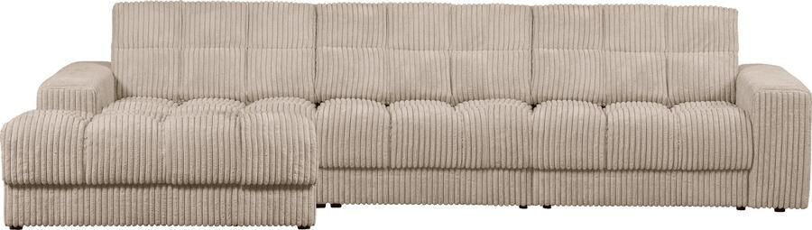 WOOOD | Second date chaise longue links grove ribstof travertin | Zitmeubels woonkamer | HoekbankModulaire banken