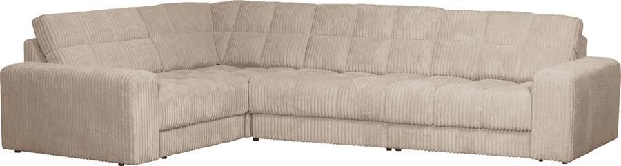 WOOOD | Second date hoekbank links grove ribstof travertin | Zitmeubels woonkamer | HoekbankModulaire banken