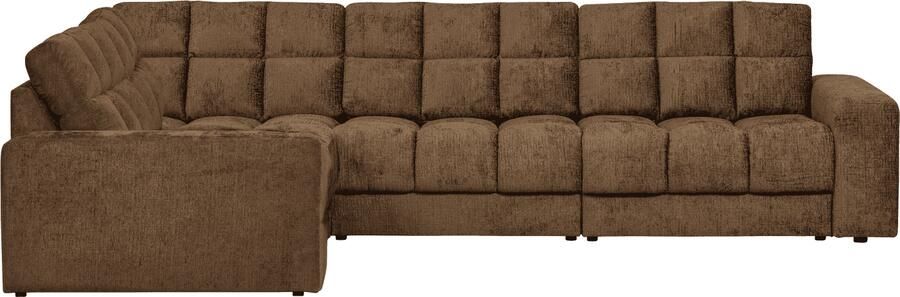 WOOOD | Second date hoekbank links structure velvet brass | Zitmeubels woonkamer | HoekbankModulaire banken