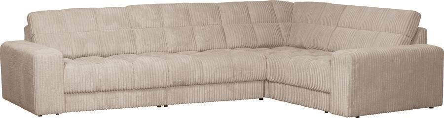 WOOOD | Second date hoekbank rechts grove ribstof travertin | Zitmeubels woonkamer | HoekbankModulaire banken
