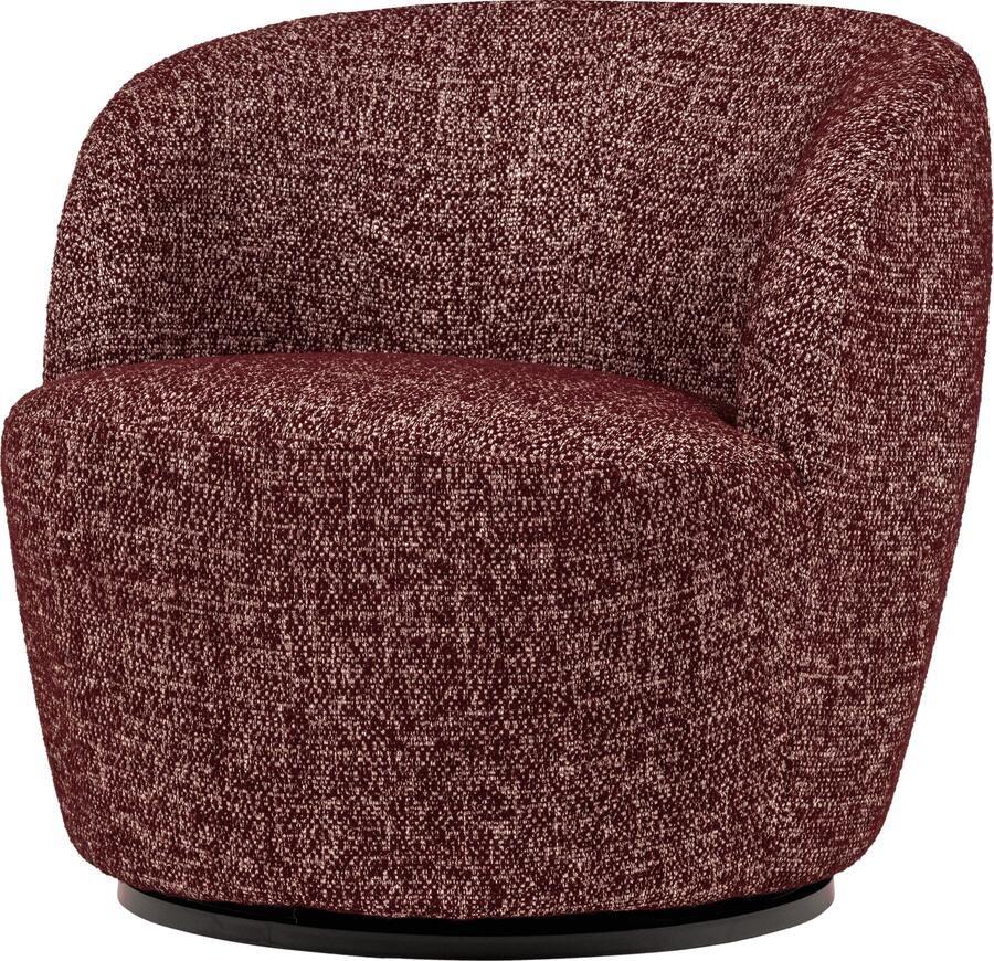 WOOOD | Serra draaifauteuil bordeauxrood melange | Zitmeubels woonkamer | Draaifauteuil