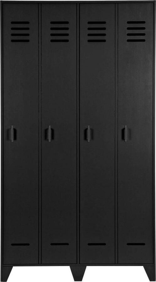 WOOOD | Stijn Hoog 2drs Lockerkast Zwart | Woonkamer meubels | BergkastKast - Foto 7