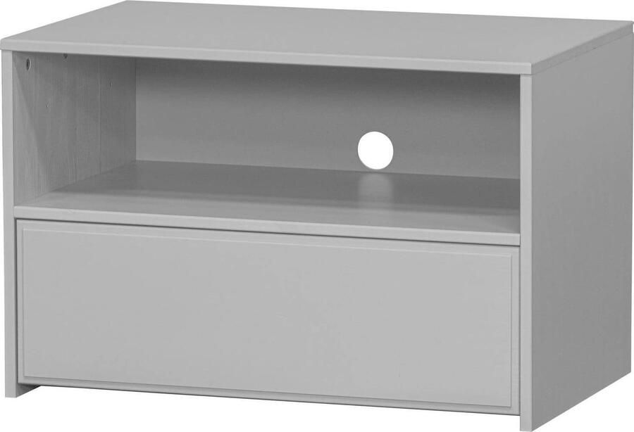 WOOOD | Yissa tv meubel met lade open vak grenen wolkengrijs | Woonkamer meubels | Tv-dressoir | Tv-meubel