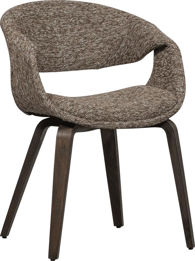 WOOOD | Yossi eetkamerstoel bruin met houten poot donkerbruin | Eetkamerstoelen | Armstoel