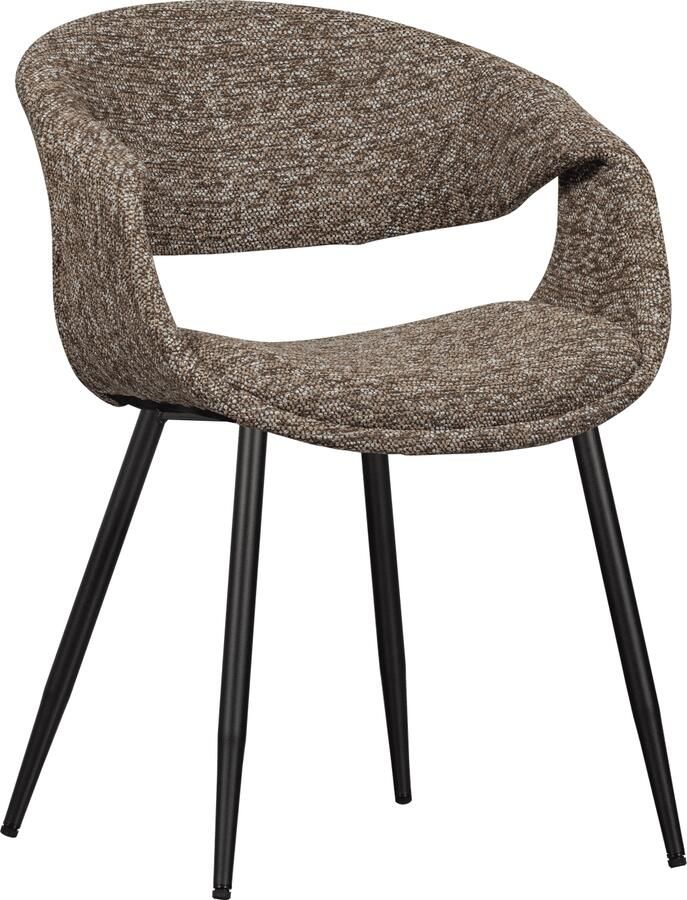 WOOOD | Yossi eetkamerstoel bruin met metalen poot zwart | Eetkamerstoelen | Armstoel