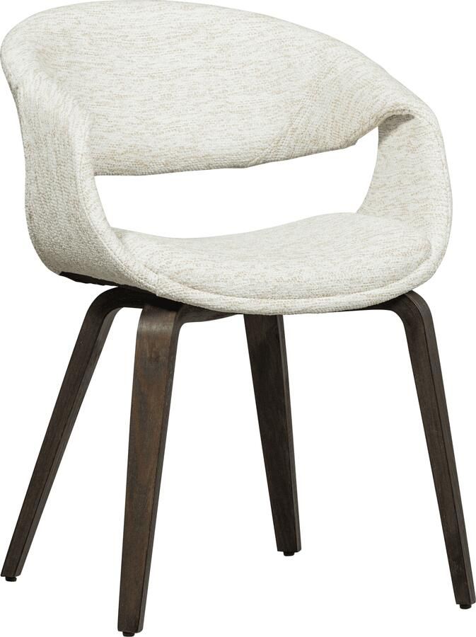 WOOOD | Yossi eetkamerstoel naturel met houten poot donkerbruin | Eetkamerstoelen | Armstoel