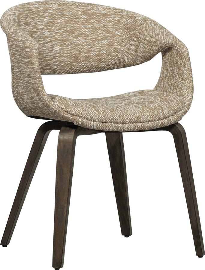WOOOD | Yossi eetkamerstoel zand met houten poot donkerbruin | Eetkamerstoelen | Armstoel