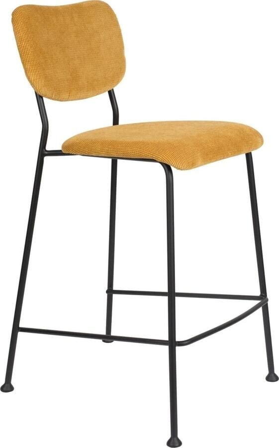 Zuiver Benson Barkruk Zithoogte 65 Cm Set Van 2 Stof Okergeel Zwart Metalen Frame