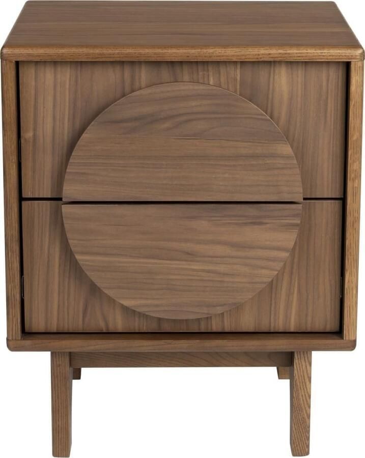 Zuiver | Bijzettafel Bedstand Groove Walnut | Slaapkamerkasten | Nachtkastje