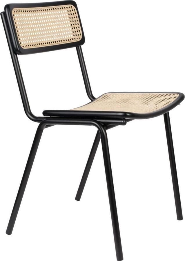 Zuiver | Eetstoel Jort Black Natural | Zitmeubels eetkamer | Eetkamerstoel