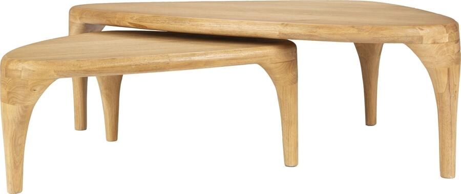 Zuiver Organische Salontafel Isla Eiken en rubberhout Set van 2 stuks Naturel - Foto 3