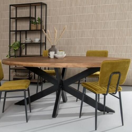 Sohome Ovale Eettafel Yannick Mango met staal 240 x 110cm Hout Ovaal - Foto 7