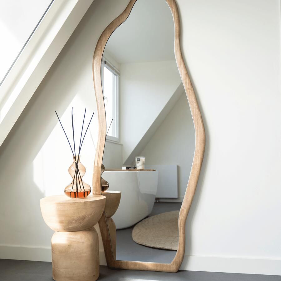 By-Boo Organische Spiegel Laban Hout 180 x 72cm Natuurlijk Japandi Passpiegel
