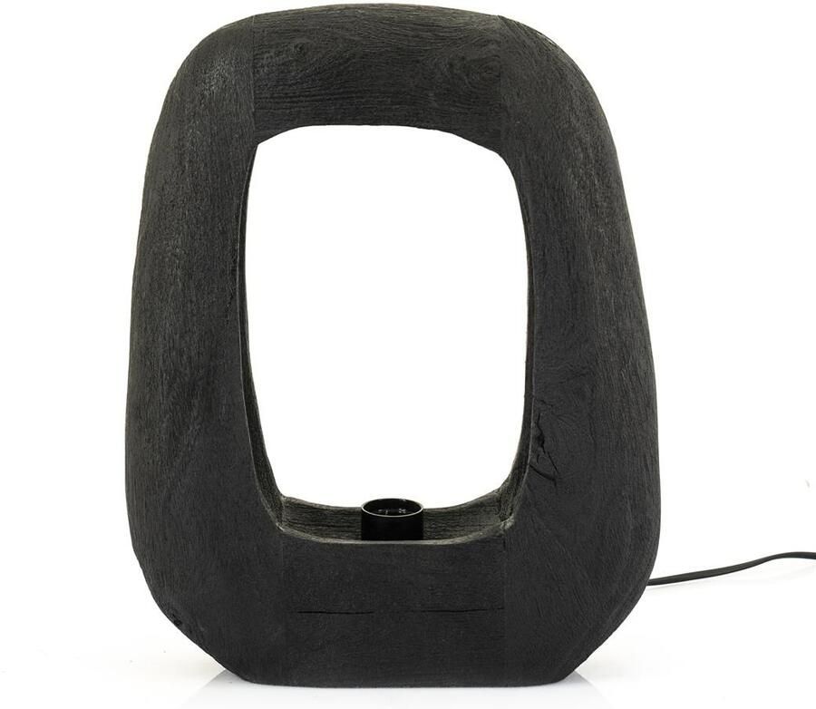 By-Boo Tafellamp Gibs Hout 40cm hoog Zwart