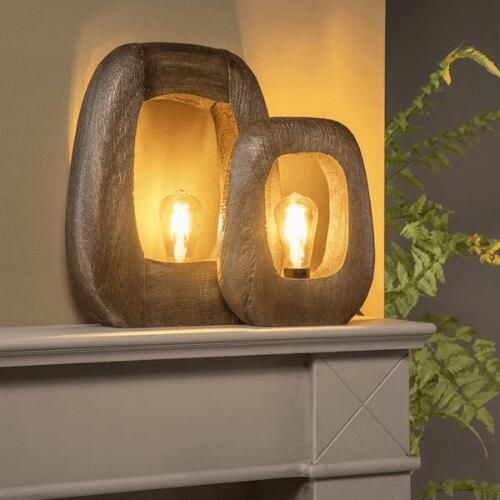 By-Boo Tafellamp Gibs Hout 30cm hoog