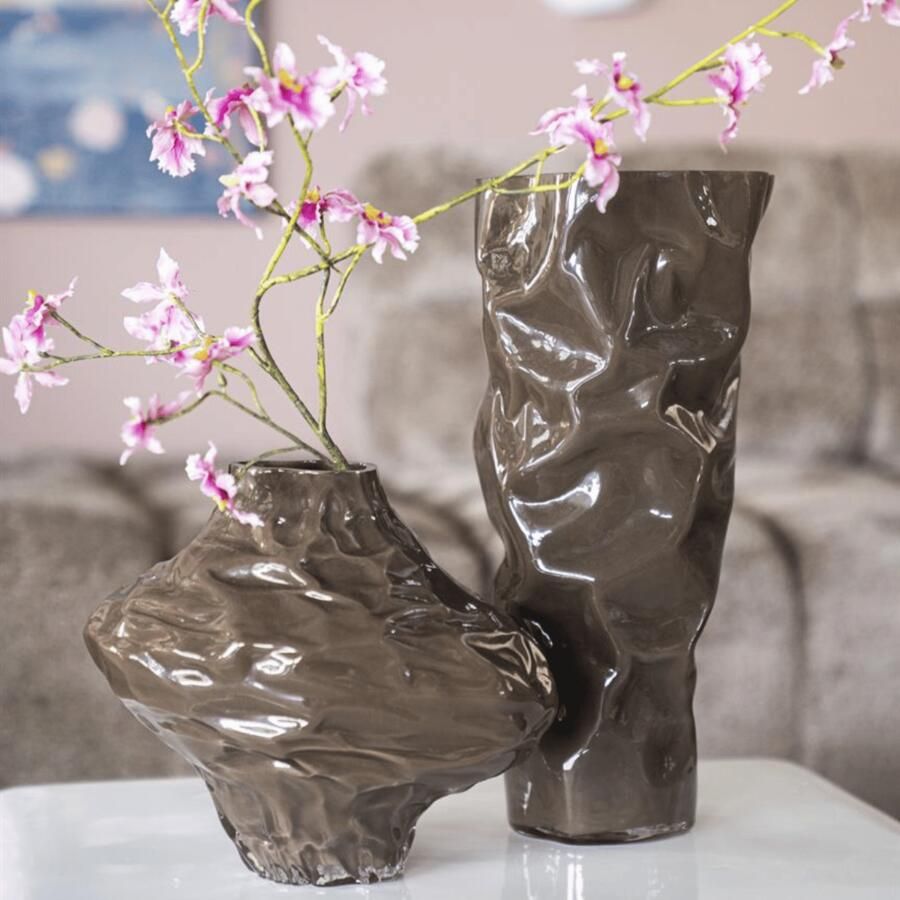 By-Boo Vaas Rias 39cm hoog Bruin