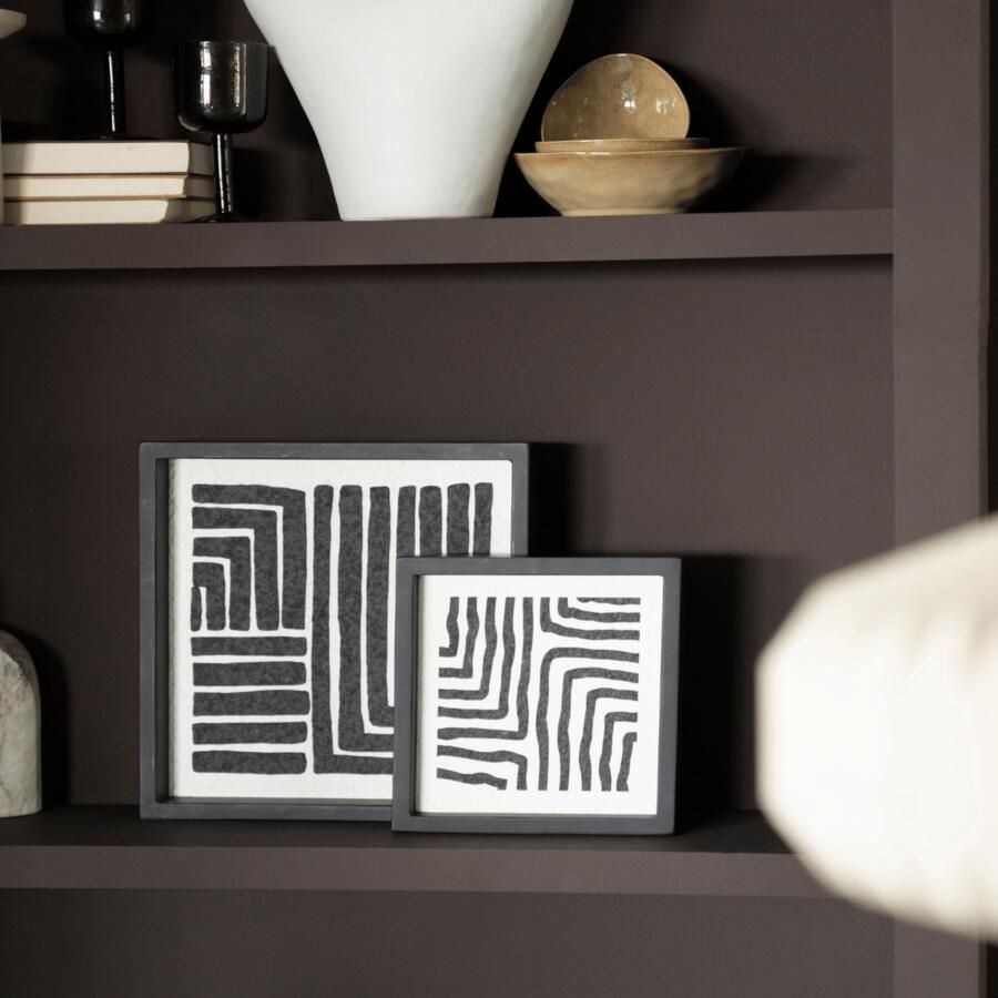 By-Boo | Wanddecoratie Triq zwart wit set 2 | Woonaccessoires | Wanddecoratie