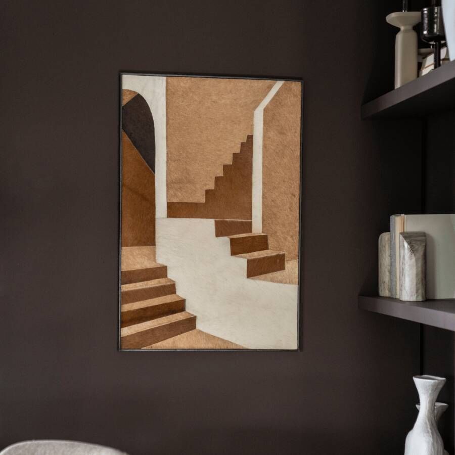 By-Boo Wandpaneel Stairs Leer 77 x 52cm Bruin