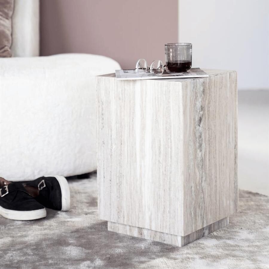 Eleonora Bijzettafel Vince Marmer 30 x 30cm Beige Vierkant - Foto 2
