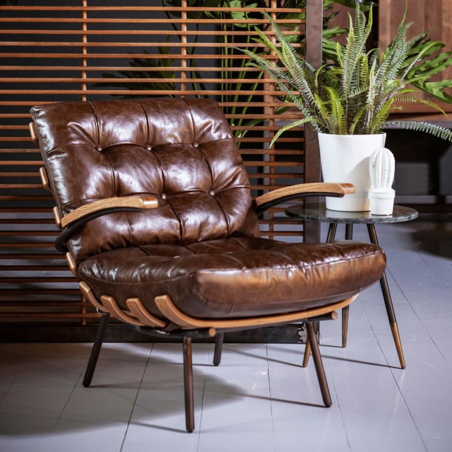 Eleonora Fauteuil Bastiaan donkerbruin java leder