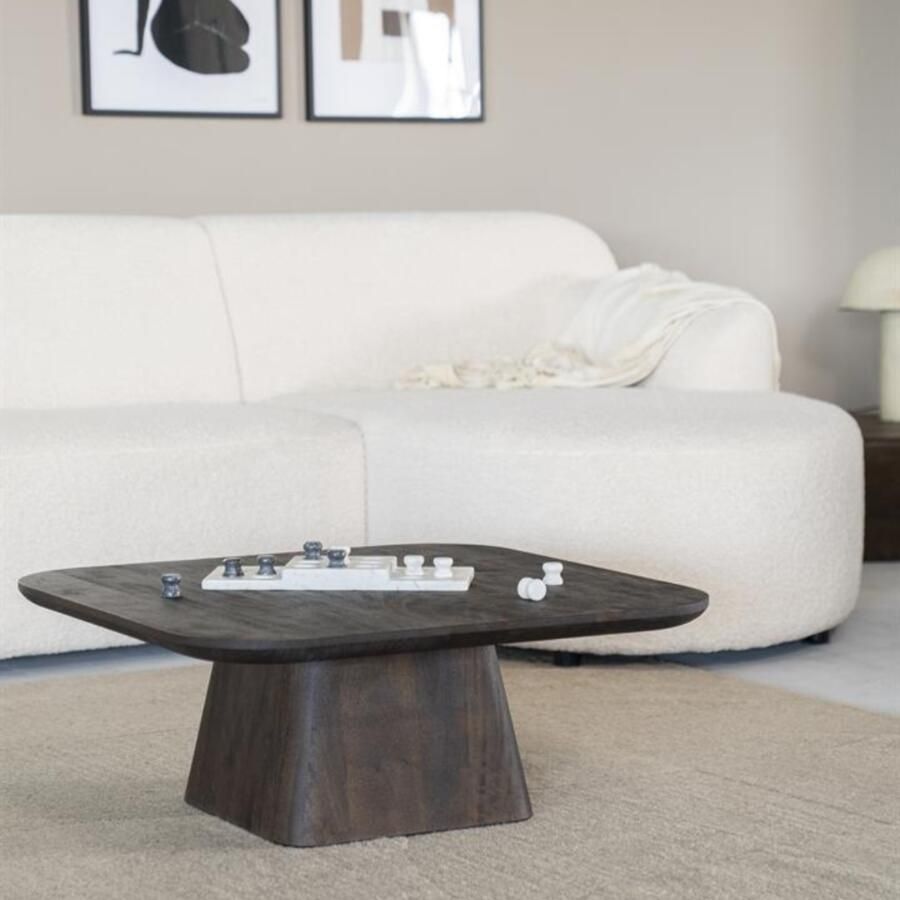 Eleonora | Salontafel Aron Vierkant 80x80 bruin | Woonkamertafels | Salontafel