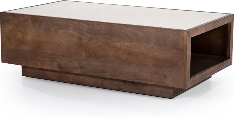 Eleonora Salontafel Hazel Mangohout en marmer 110 x 60cm Bruin Vierkant