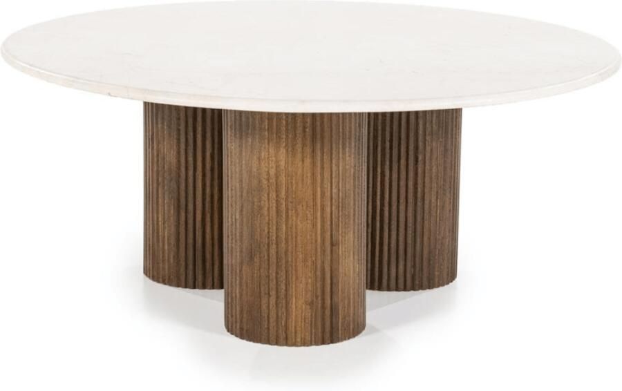 Eleonora Ronde Salontafel Xavi Marmer en mangohout 90cm Bruin Japandi