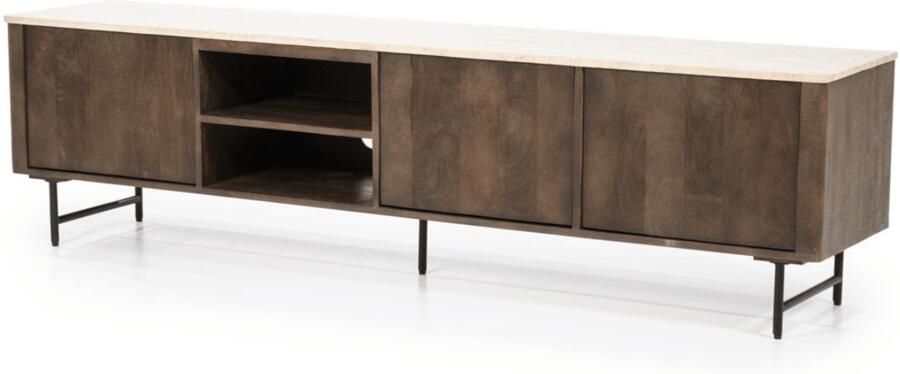 Eleonora TV-meubel Lio Mangohout en Travertin 200cm Bruin