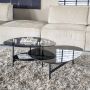 Eleonora Organische Salontafel Levi Marmerlook en rookglas 120 x 102cm zwart - Thumbnail 1