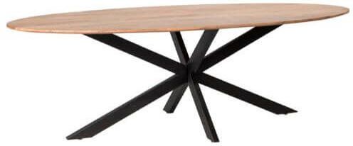 Livingfurn Ovale Eettafel Oslo Acaciahout en staal Naturel 240 x 110cm Ovaal
