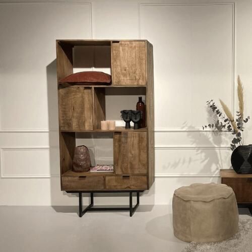 Livingfurn Kabinetkast Valdez 40x100x200 Mangohout en Gecoat Staal - Foto 2
