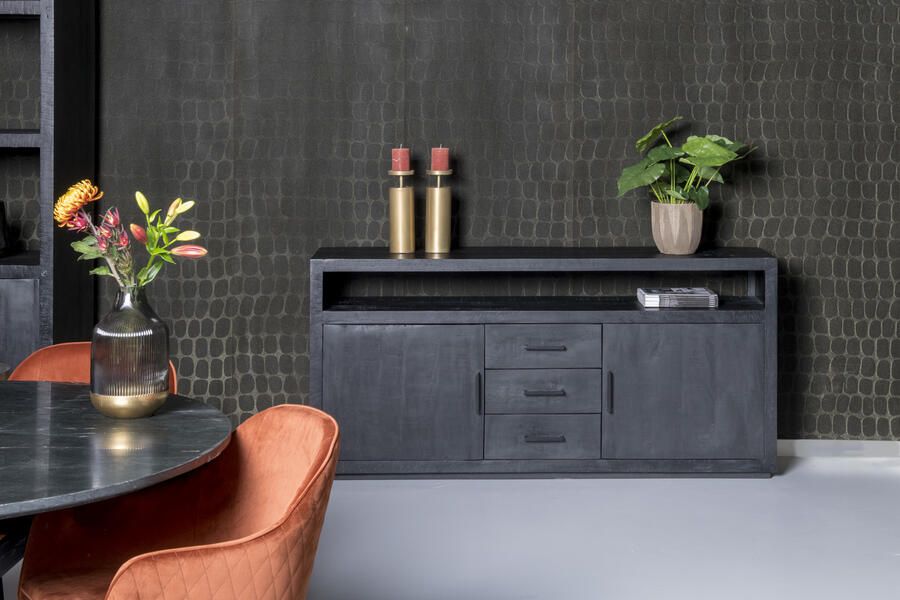 Livingfurn Dressoir Jaxx Mangohout 180cm Zwart