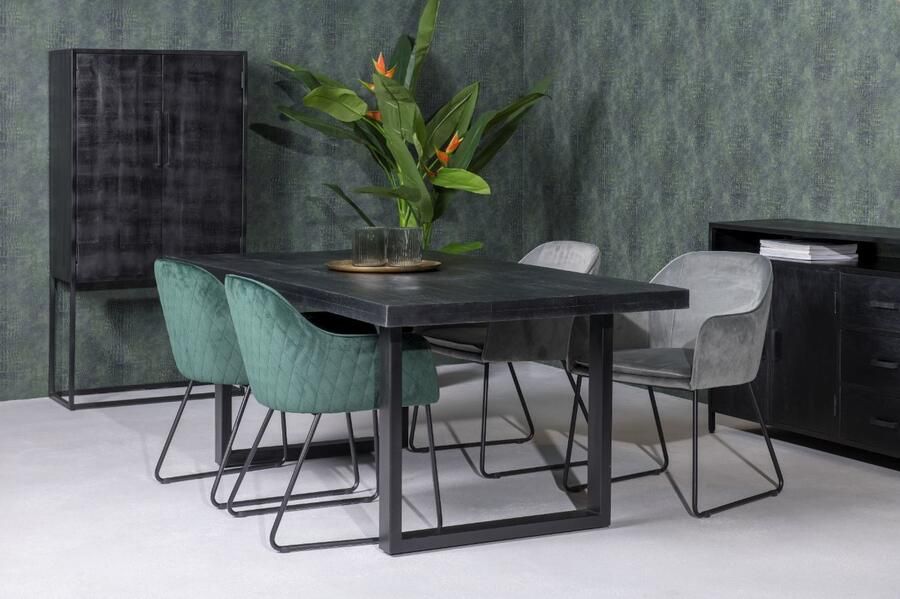 Livingfurn Moderne Eetkamertafel Kala U-Poten Eettafel van Mango Hout Gecoat Staal 180 cm - Foto 4