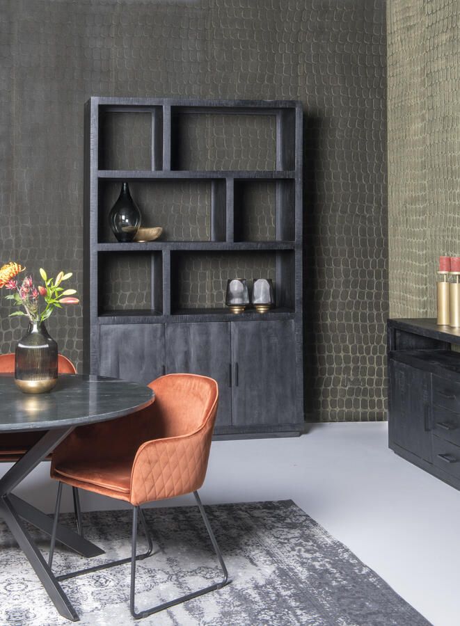 Livingfurn Opbergkast Jaxx Mangohout 230 x 145cm Zwart