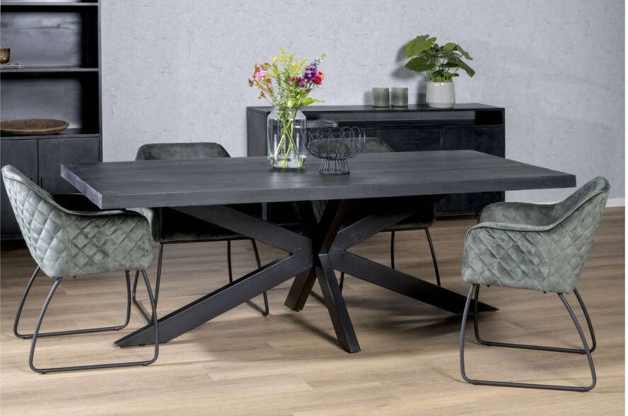 Livingfurn Zwarte eettafel Kala spider | 240 cm