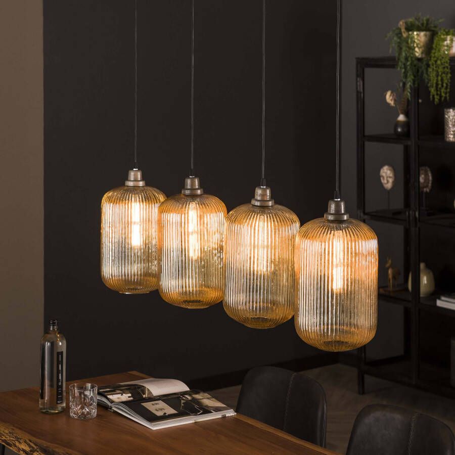 Max Wonen Hanglamp Stripe Cilinder | 4L | Amberkleurig glas