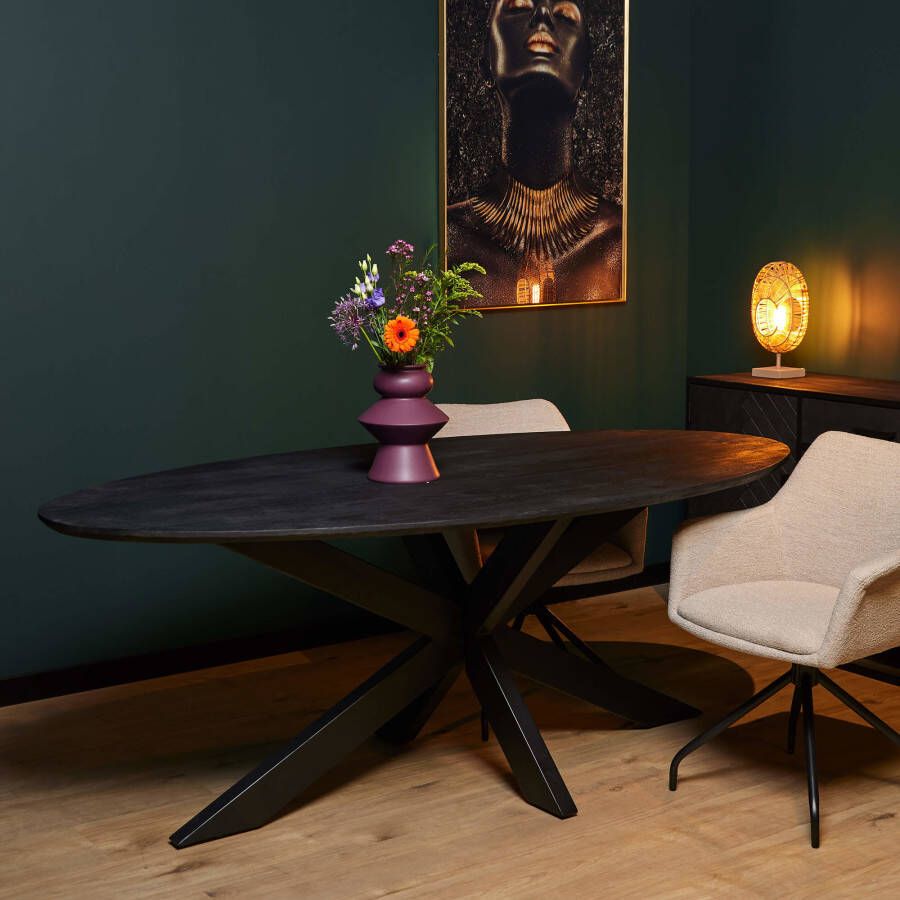 Starfurn Ovale eettafel zwart 210 cm | New York | Mangohout