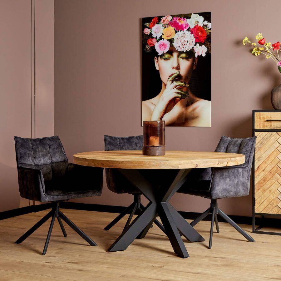 Merkloos Sans marque Eetkamertafel Denver | Rond | Mangohout | 130 cm - Foto 4
