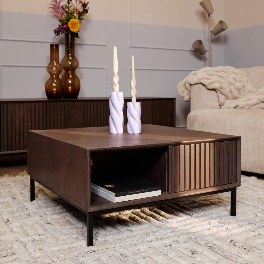 Starfurn Salontafel Madison Walnut | 80 cm | Vierkant-STF-6753