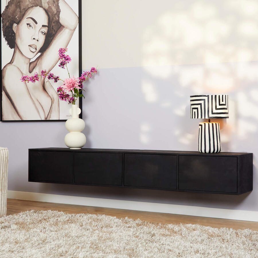 Starfurn Zwevend tv meubel Vision Black | 200 cm|STF-2806