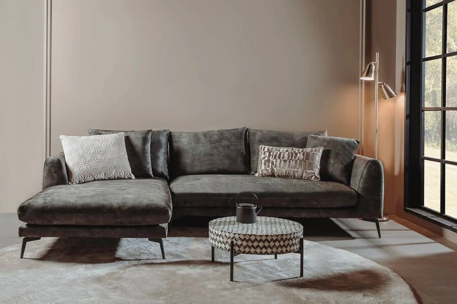 Tower Living Hoekbank Nottingham | Velvet adore grey olive