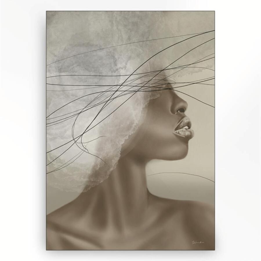 Urban Cotton Wandkleed Cloudy thoughts in zwart frame Small 80 x 110cm