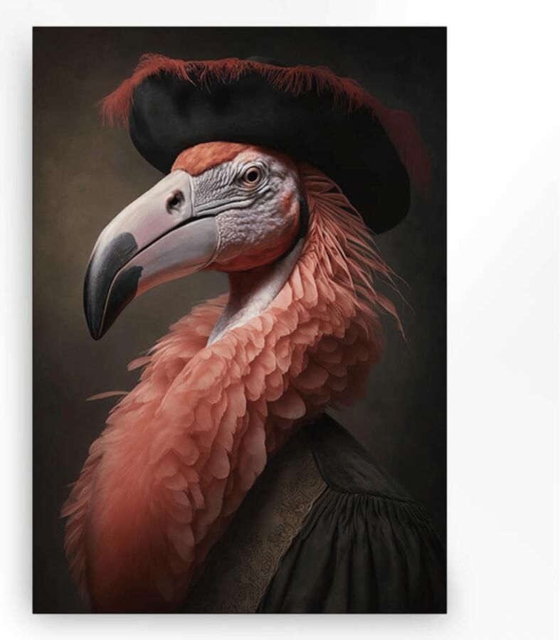 Urban Cotton Wandkleed Flamingo in zwart frame