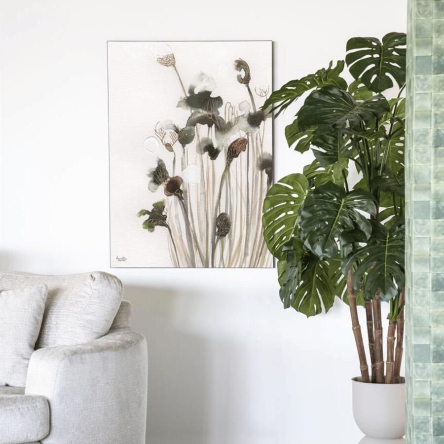 Urban Cotton Wandkleed Pastel Flowers 2 in zwart frame