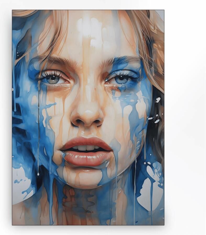 Urban Cotton Wandkleed Aqua in zwart frame