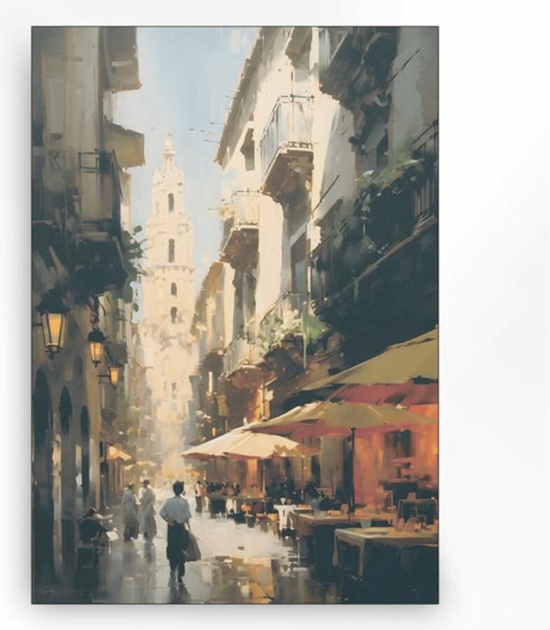 Urban Cotton Wandkleed Barcelona in zwart frame