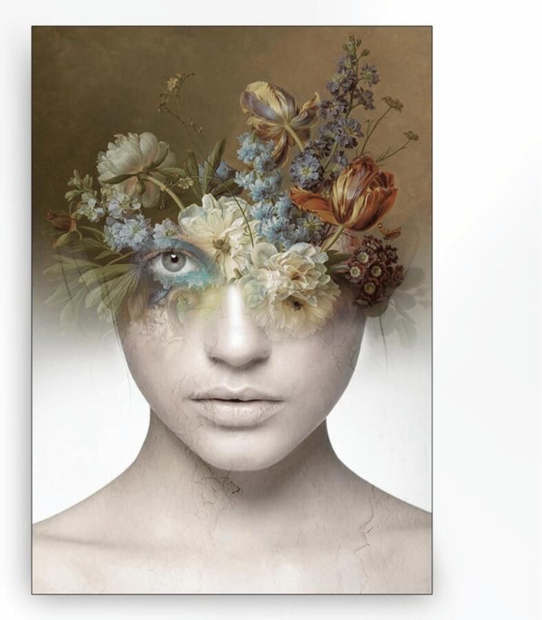 Urban Cotton Wandkleed Bloom in zwart frame