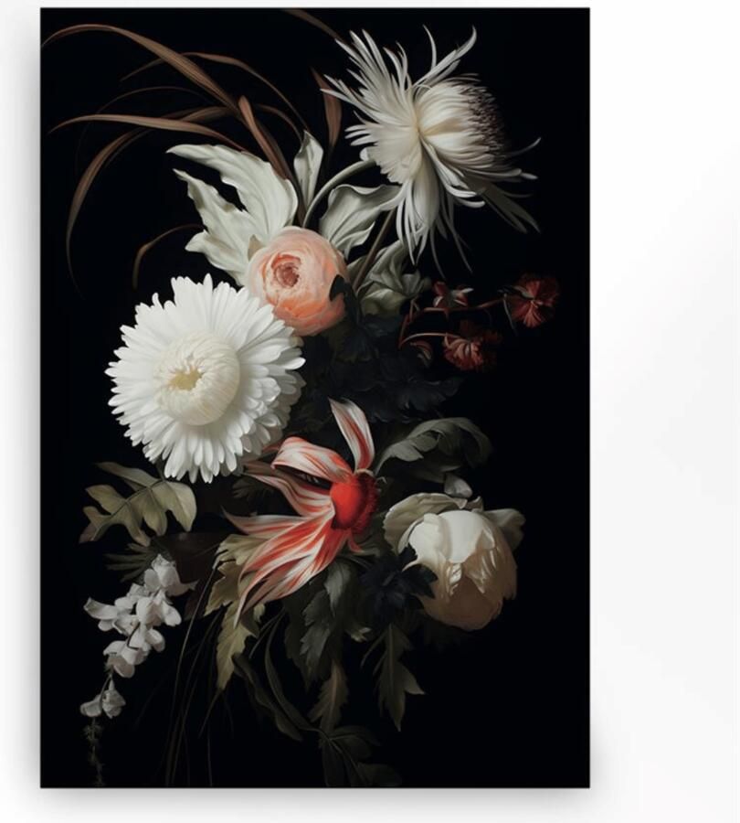 Urban Cotton Wandkleed Flower selection in zwart frame Small 80 x 110cm Meerkleurig